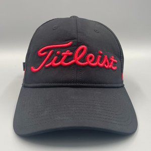 Titleist Pro V1 Golf Hat Cap Black Red Spellout Foot Joy FJ Golfer Driver GreatP